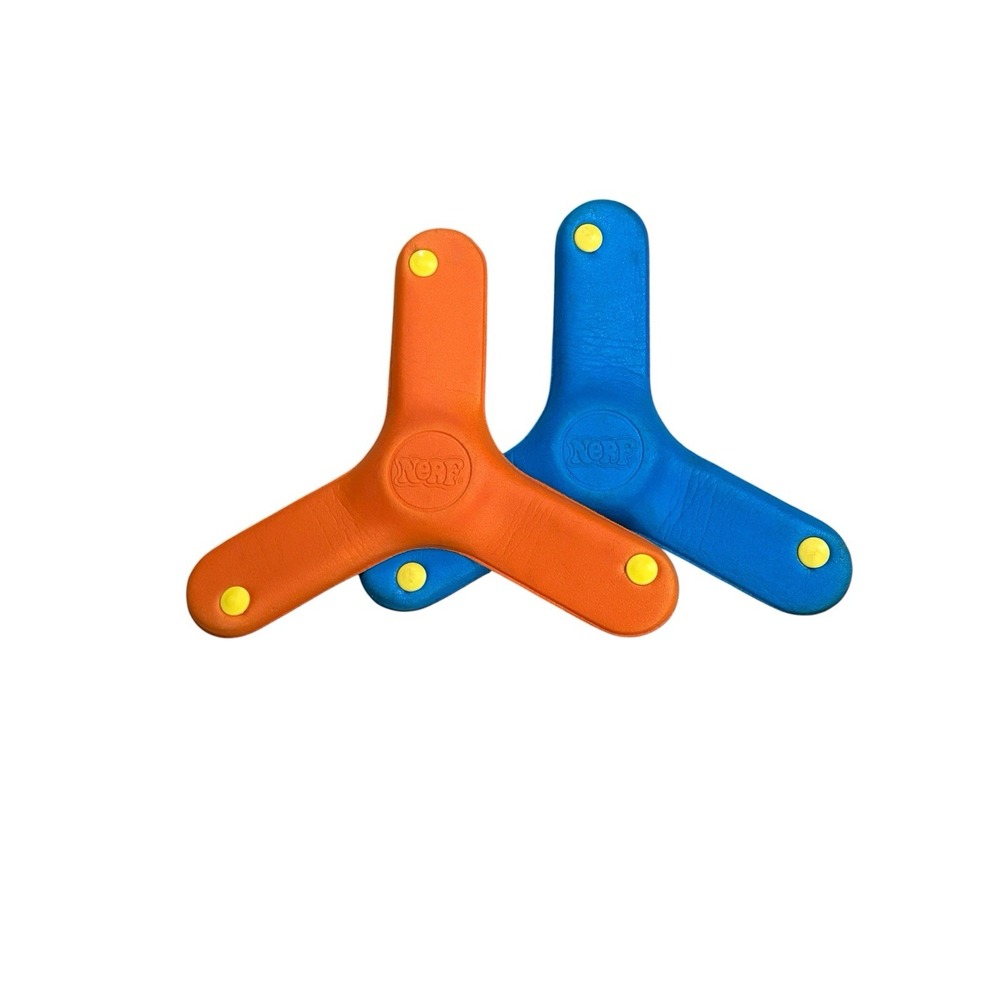 2 Lot Nerf Boomerangs Orange Blue Collectible Toys 1980s Vintage